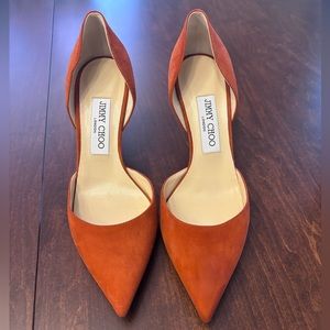 Jimmy Choo Orange Suede Pump Heel